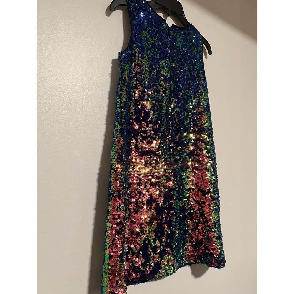 Gap Girls Rainbow Sequin Dress Size Medium Holiday Party Festive - Picture 5 of 8